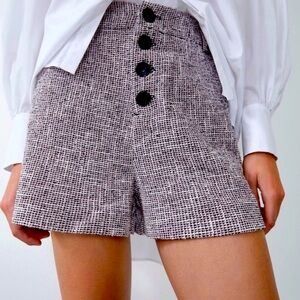 -Zara High-Waisted Tweed Shorts Women's Size Small